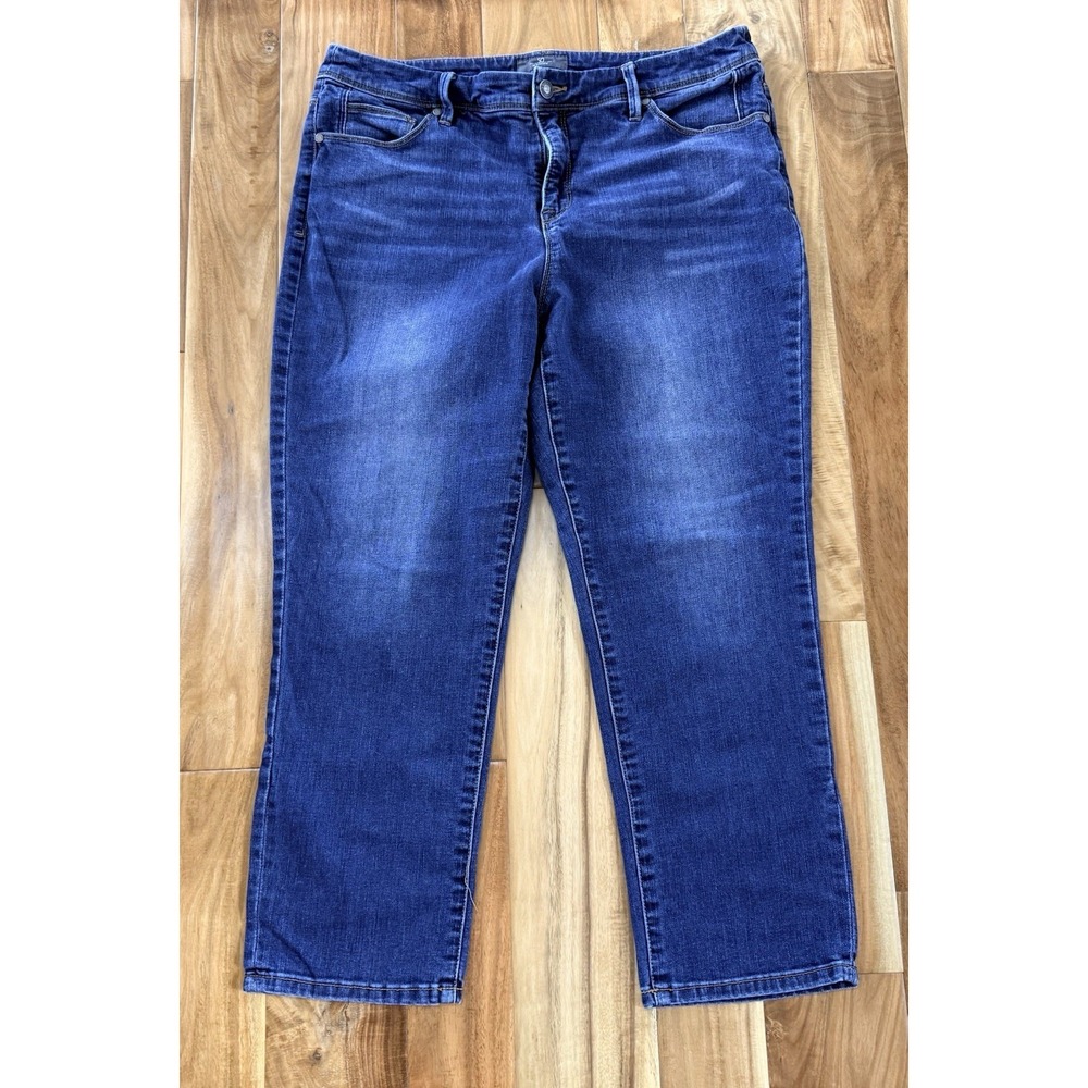 Chico's So Slimming Straight Leg Crop Jeans Women 2 Blue